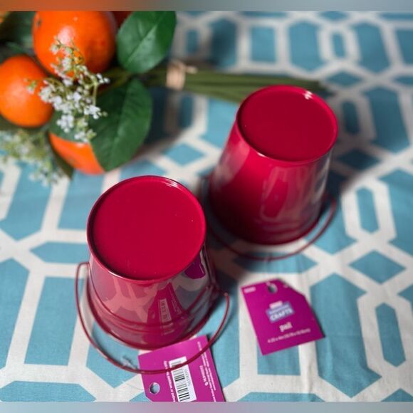 ❤️🥰❤️ New! 4” Red Valentines Gift Buckets NWT Gift Pail Basket Handle NWT - Picture 5 of 5